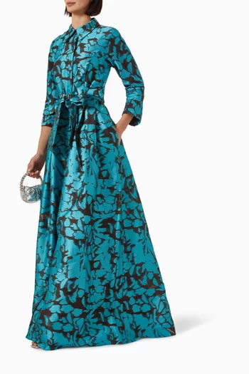 Burnout Jacquard Floral Shirt Gown