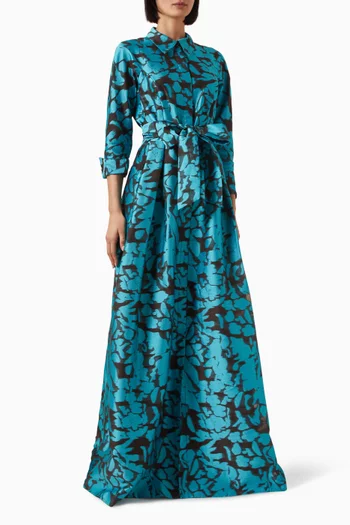 Burnout Jacquard Floral Shirt Gown
