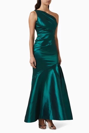 One-shoulder Gown in Taffeta