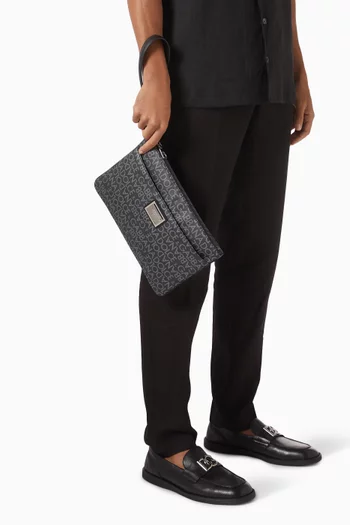 Logo-print Clutch in Coated-canvas