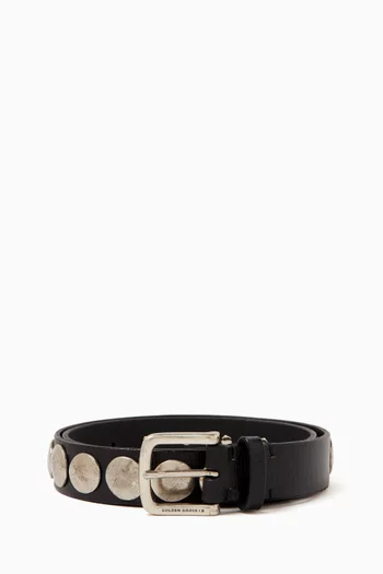 Studded Trinidad Belt in Washed Leather