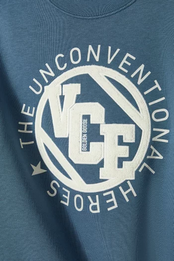 Embossed-patch Sweatshirt in Cotton-blend