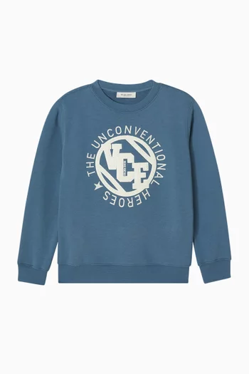 Embossed-patch Sweatshirt in Cotton-blend