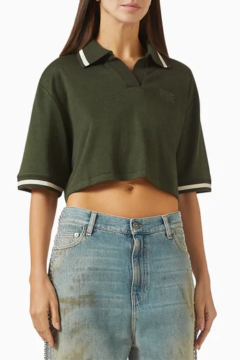 Crop Polo Shirt in Viscose-blend
