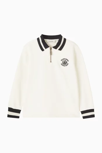 Logo Polo Sweatshirt in Fleece