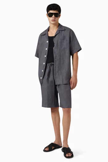 Elasticated Shorts in Linen Canvas
