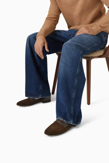 Loafers in Split Suede & Leather