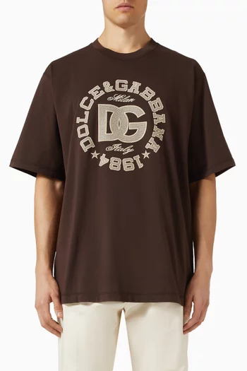Logo Embroidered T-shirt in Cotton