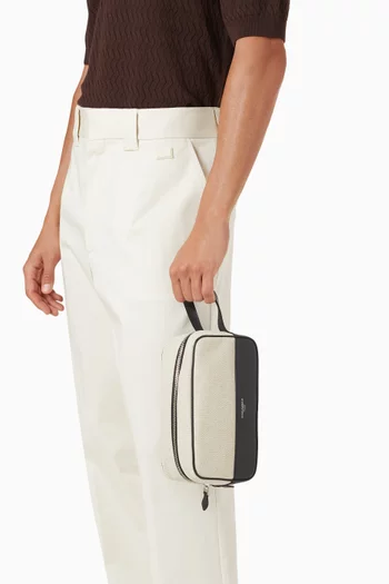 Atene Wash Bag in Canvas & Leather
