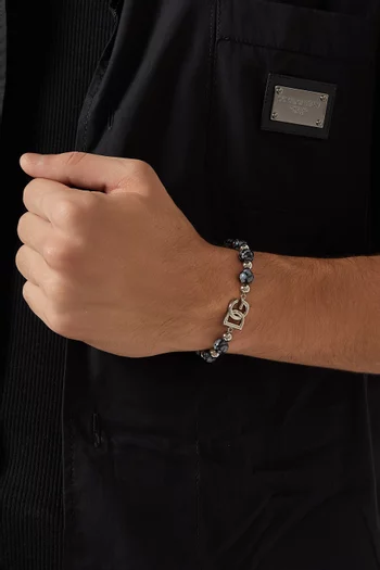 Logo Beaded Bracelet in Metal