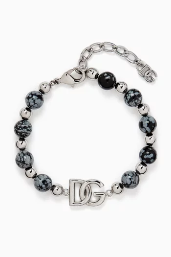 Logo Beaded Bracelet in Metal