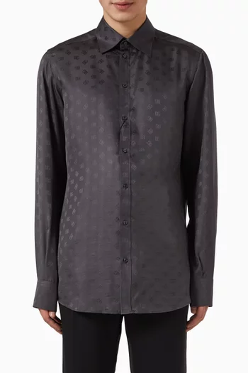 DG Logo Martini Jacquard Shirt in Silk