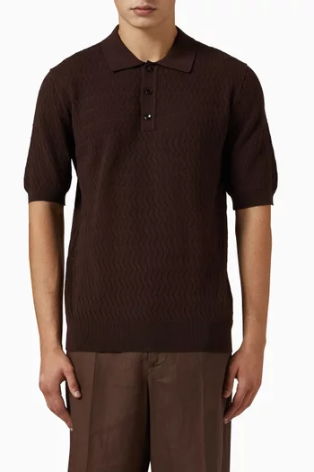 Micro-pattern Polo Shirt in Cotton Knit