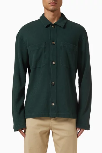 قميص بنمط جاكيت بريتو قطن بنسيج وافل