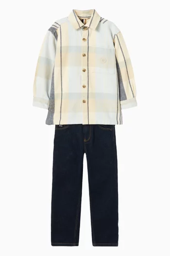 قميص بنقشة مربعات قطن