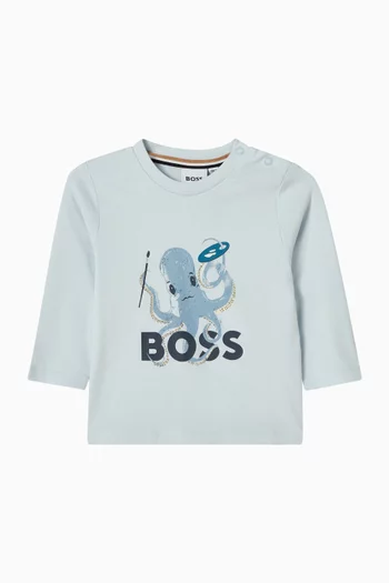 تي شيرت بطبعة شعار الماركة قطن جيرسيه