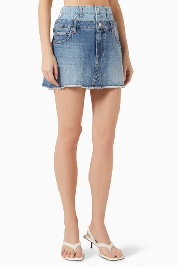 Salix Double-waistband Mini Skirt in Denim