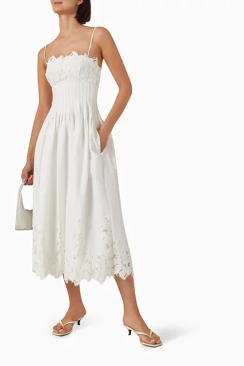 Lilianna Lace-trim Dress in Cotton Faille