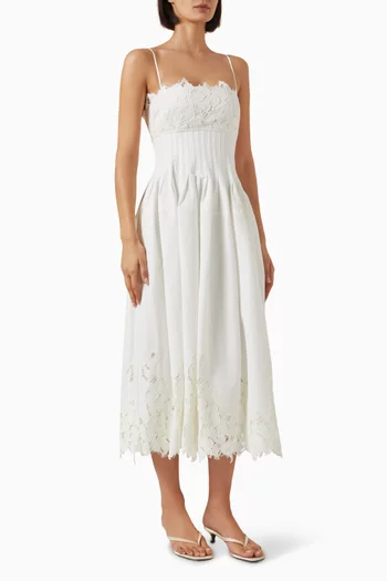 Lilianna Lace-trim Dress in Cotton Faille