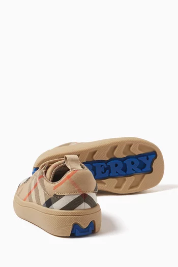 Check Sneakers in Cotton Canvas