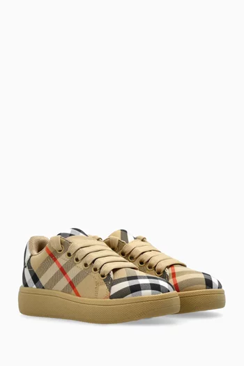 Check Sneakers in Cotton Canvas