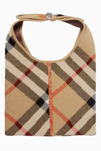 Check Tie Bag in Wool-knit