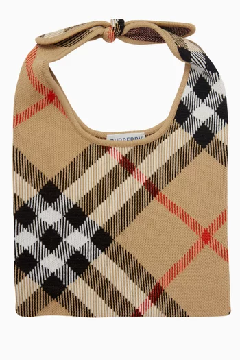 Check Tie Bag in Wool-knit