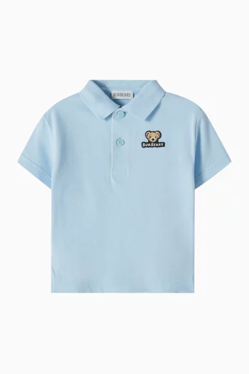 Bear Print Polo Shirt in Cotton