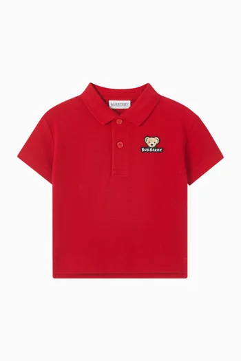 تي شيرت بولو بتطريز الدب توماس قطن بيكيه