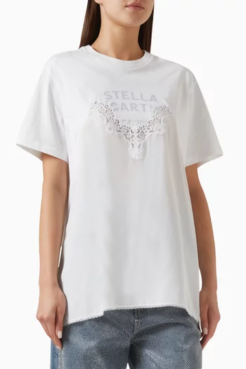 Lace-trim T-shirt in Jersey
