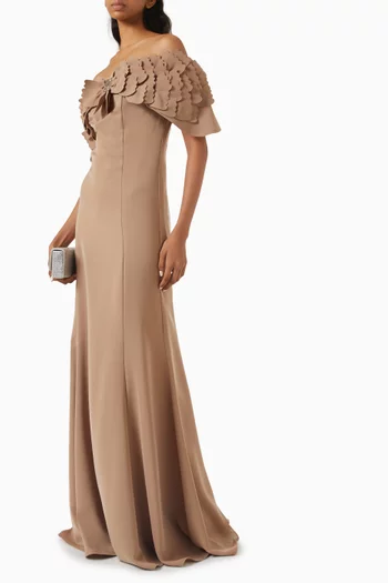 Embellished Off-shoulder Gown