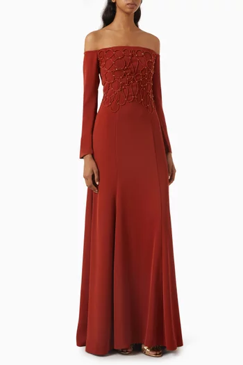 Rope-detail Off-shoulder Gown