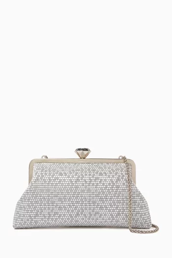 Diamond Honeycomb Classic Clutch in Woven Fabric