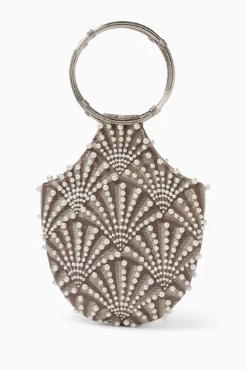 كلاتش مزينة بالؤلؤ على شكل صدفي