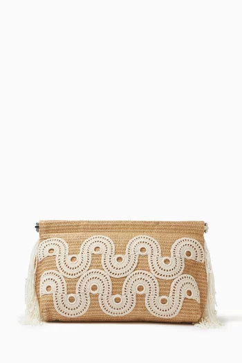 Vague Crochet Clip Clutch in Raffia