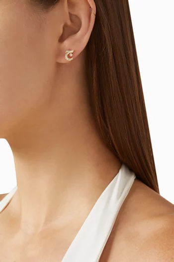 Oula XS Arabic Letter 'Jeem' Diamond Earrings in 18kt Gold