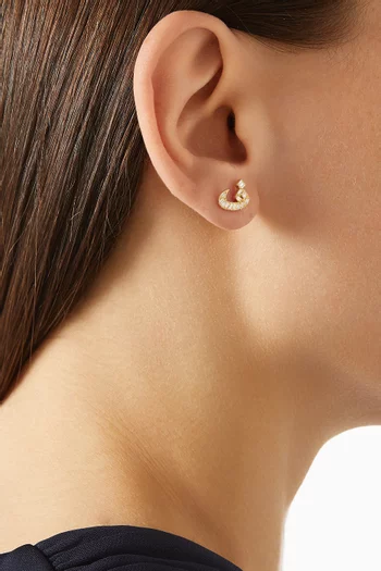 Oula Arabic Letter 'Faa' Diamond Earrings in 18kt Gold