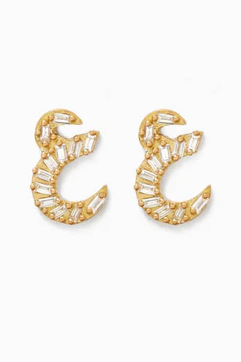 Oula Arabic Letter 'Ein' Diamond Earrings in 18kt Gold