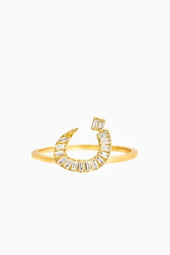 Oula XS Arabic Letter 'Noon' Diamond Ring in 18kt Gold