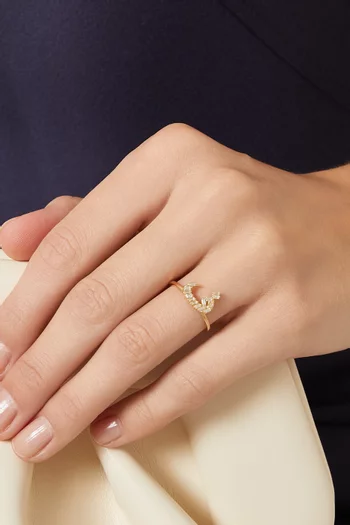 Oula XS Arabic Letter 'Faa' Diamond Ring in 18kt Gold