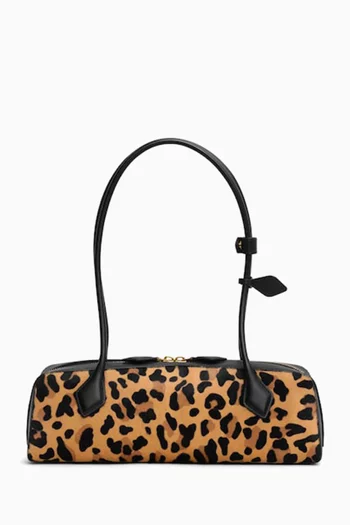 Medium Le Teckel Shoulder Bag in Animal-print Calf Hair