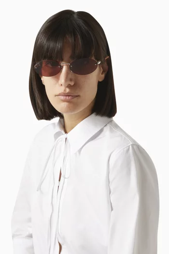 Oval Pearl-embellished Sunglasses