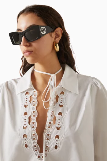 Rectangular Oversized Sunglasses in Acetate
