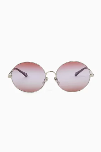 Oversized Round Sunglasses in Metal