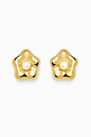 Eny Lee Puffy Daisy Earrings in 18kt Gold-plated Brass