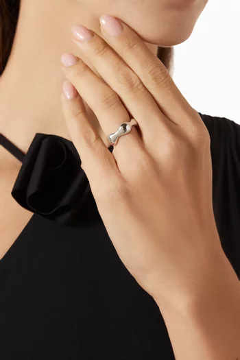 Eny Puffy Stacking Ring in Rhodium-plated Brass