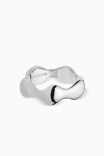 Eny Puffy Stacking Ring in Rhodium-plated Brass