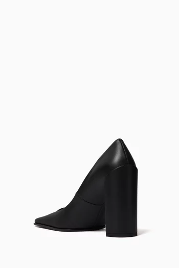 حذاء كلاسيك بمقدمة مربعة وكعب 90 مم جلد