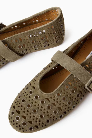 حذاء باليرينا فيين بكعب مسطح شمواه جلد ماعز