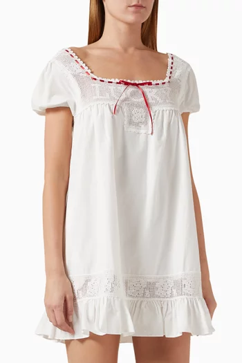 x Bella Hadid Lucky Babydoll Mini Dress in Cotton-poplin